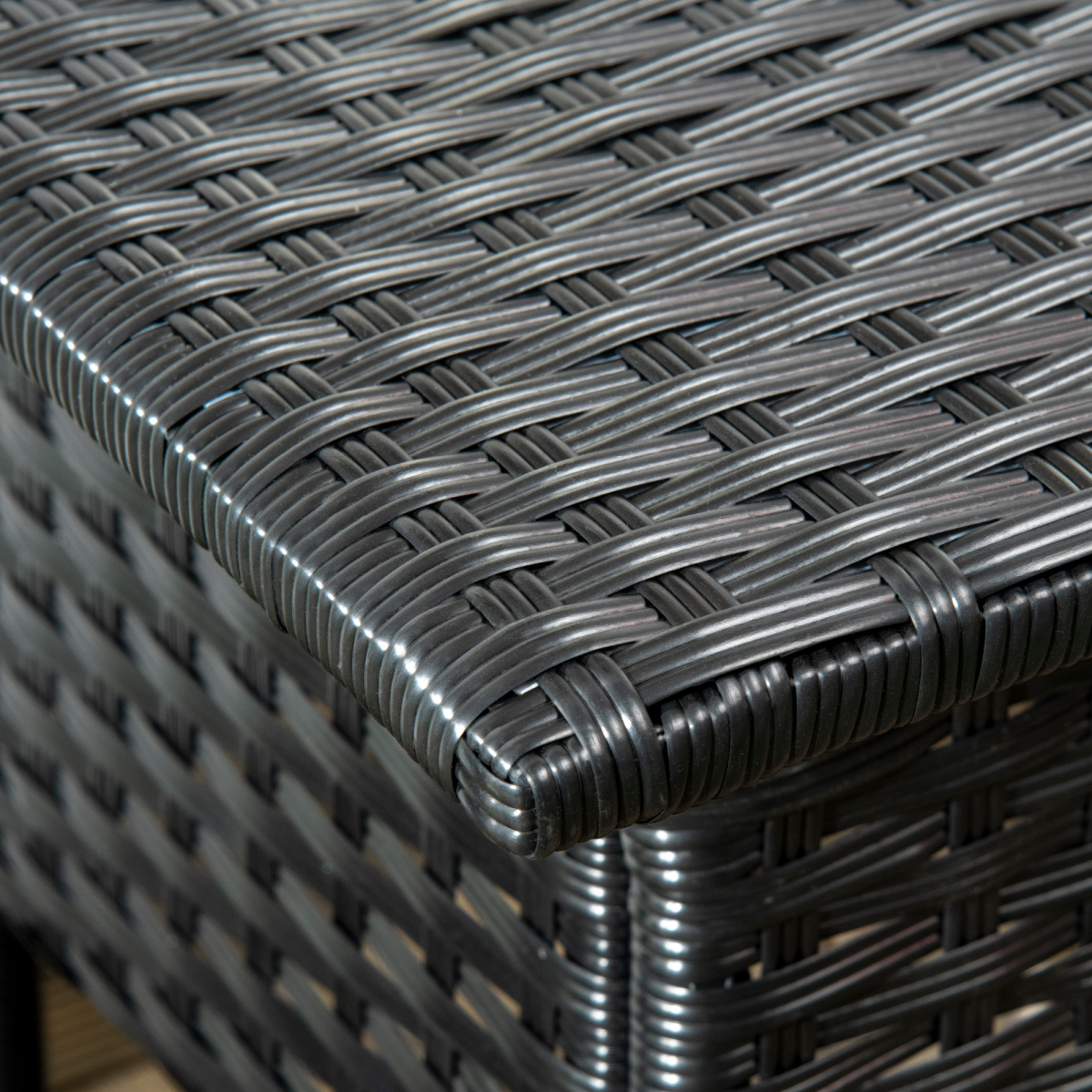 Outsunny PE Rattan Outdoor Side Table, Steel Frame, Black