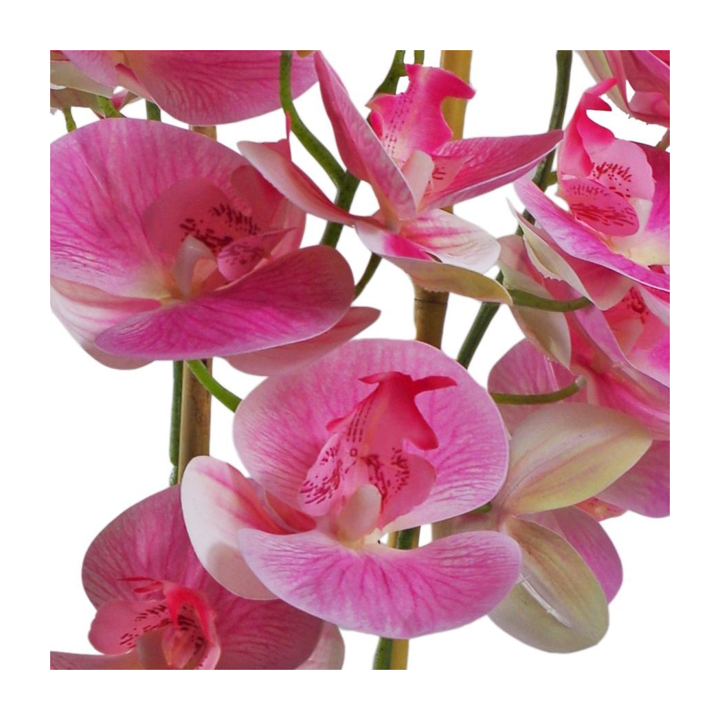 Leaf Design UK 70cm Artificial Orchid Light Pink in Black Ceramic Planter