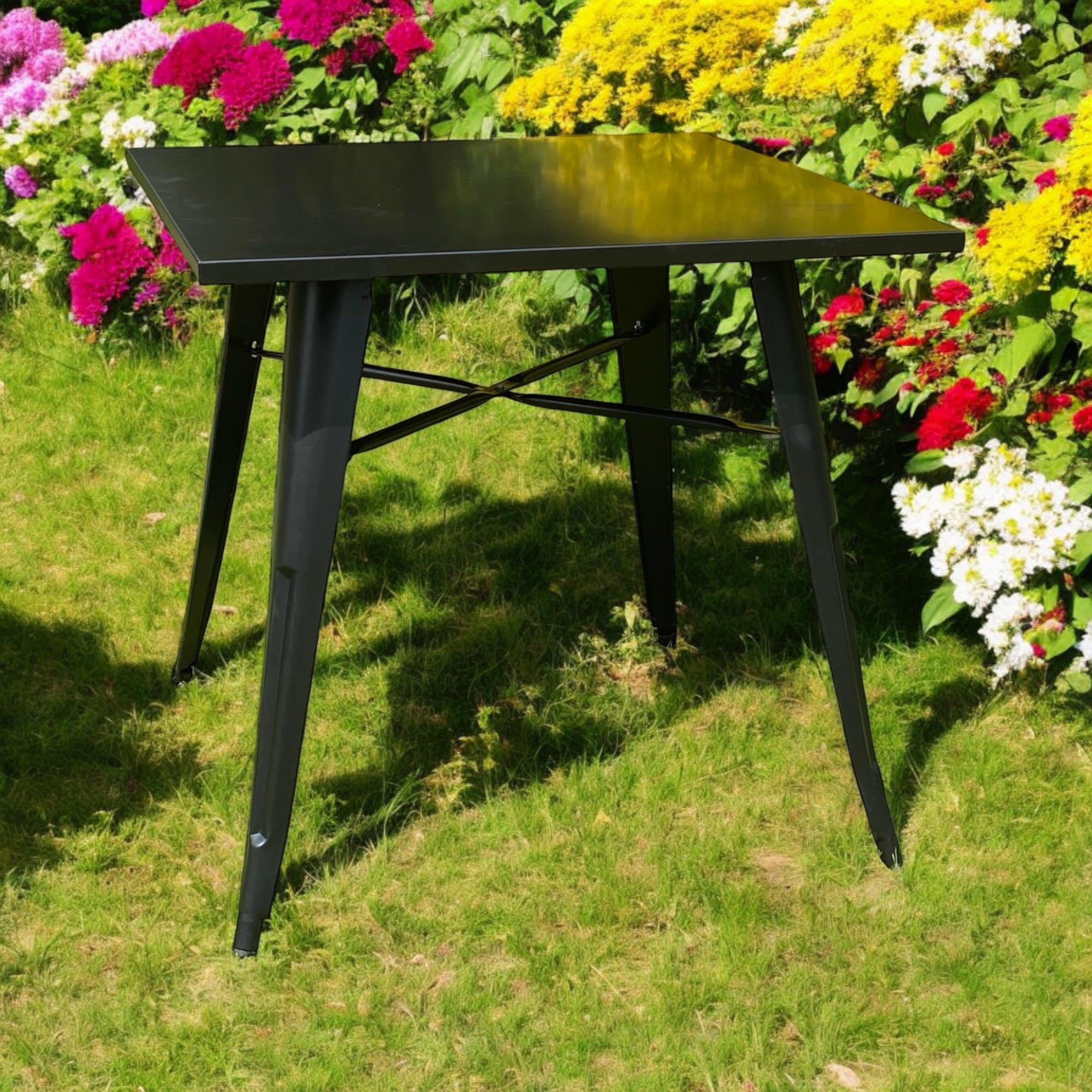 MSL Black Powder-Coated Metal Outdoor Bar Table 80 x 80 x 76 cm