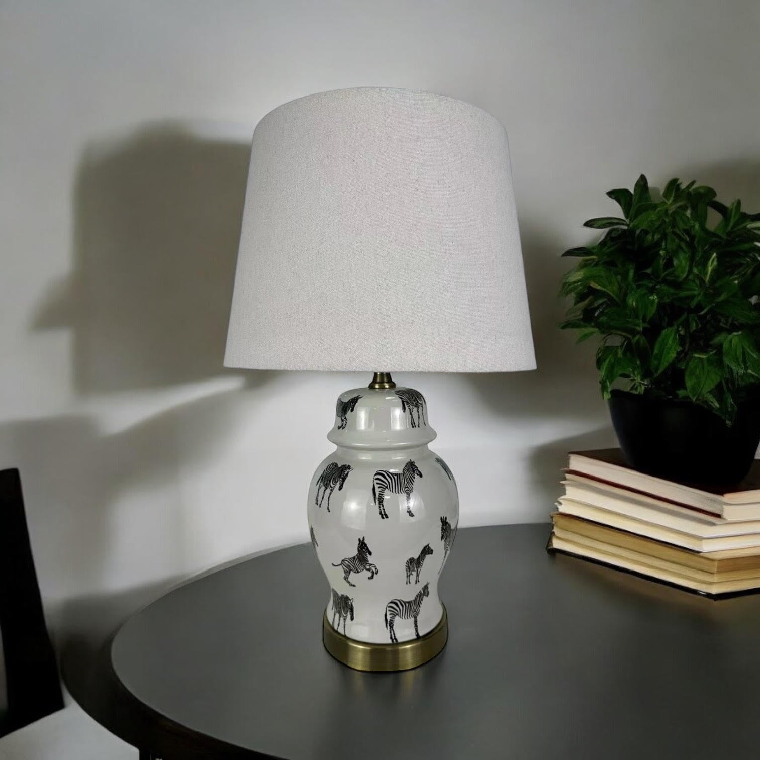 MSL 41cm Traditional Ceramic Table Lamp Base and Shade with Inline Rocker Switch, Double Insulated