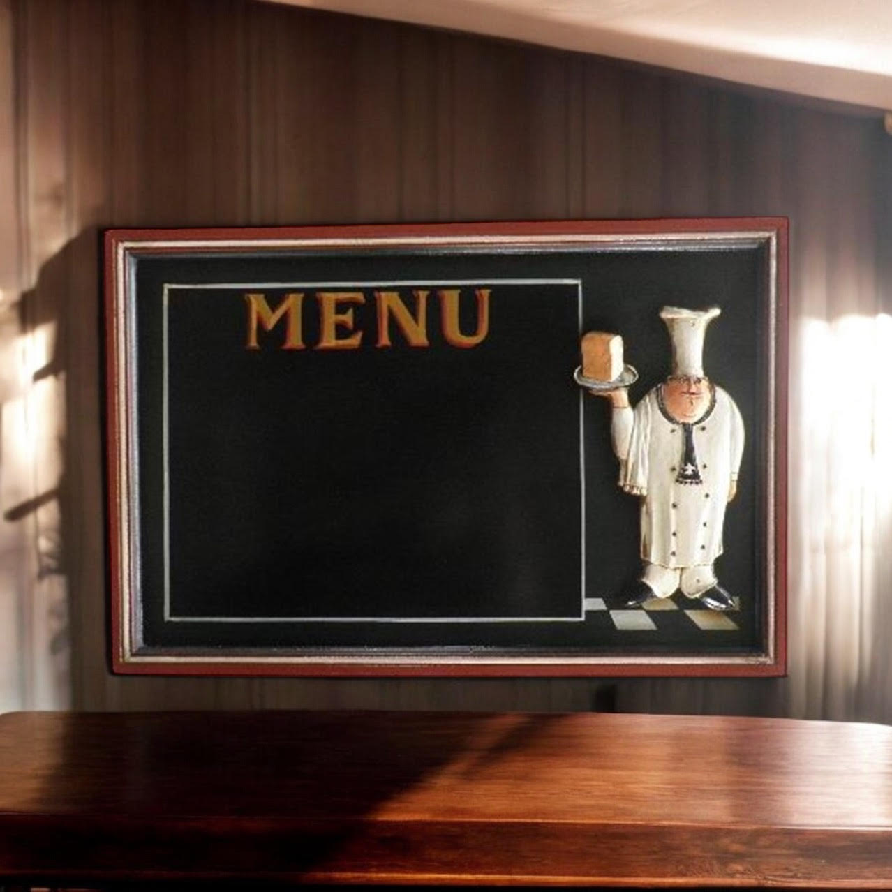 MSL 60 x 40 cm Chef Menu Blackboard with Hanging Hook, Easy Wipe Clean