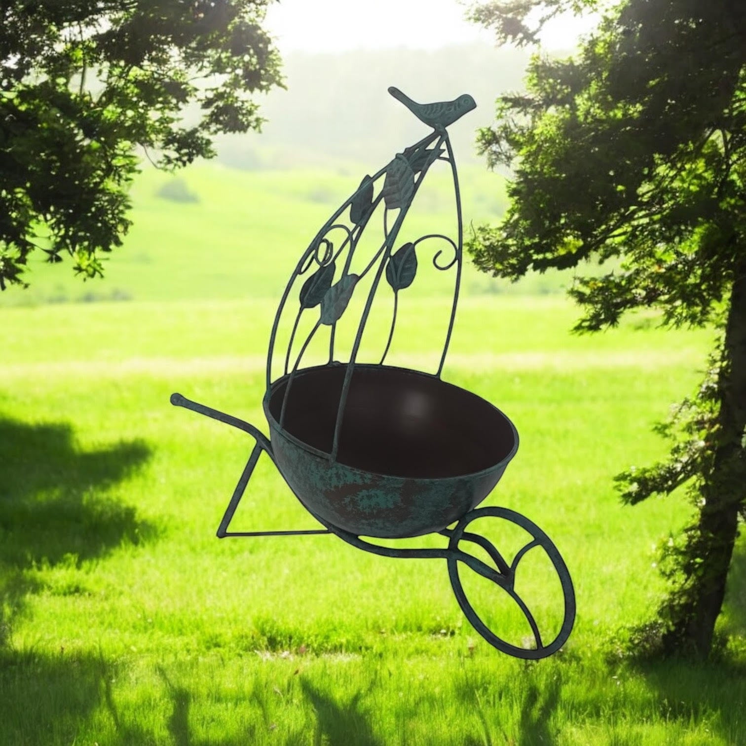MSL 36cm Green Metal Garden Planter Quirky Plant Pot