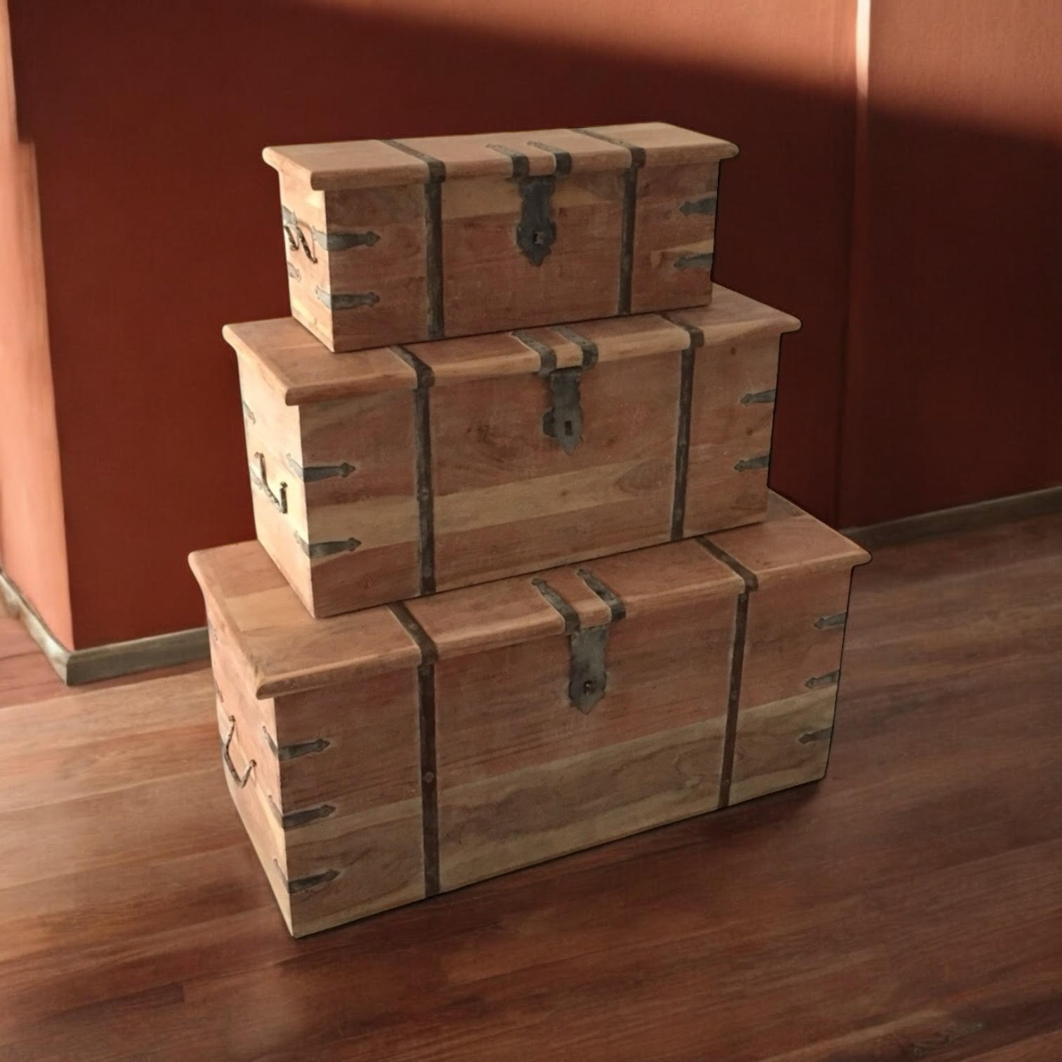 MSL 101CM Set of 3 Wooden Chests