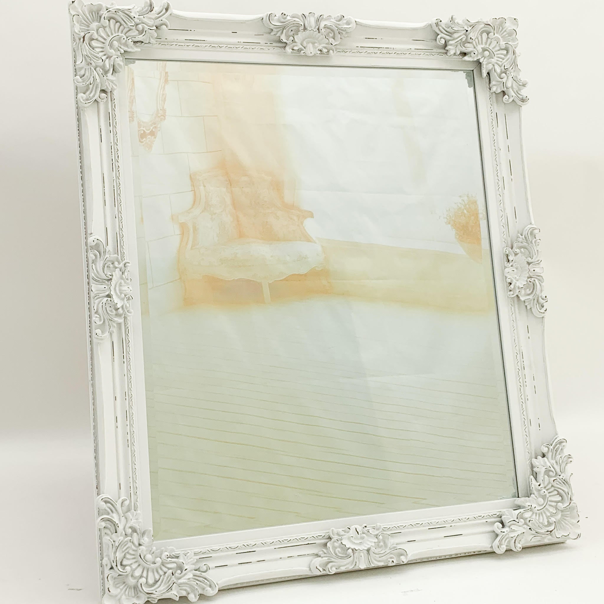 MSL 36 x 48 Inch White Mirror, Handcrafted, Hand Finished, Hanging Hook on Back