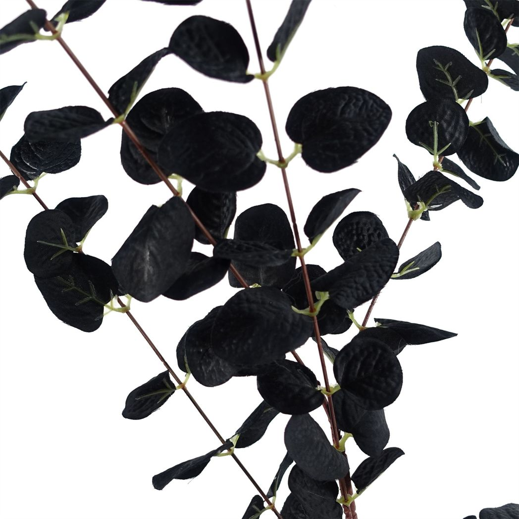 Leaf Pack of 6 Black Eucalyptus Foliage Stems 80cm Realistic Silk Leaves Wired Shapeable Stem