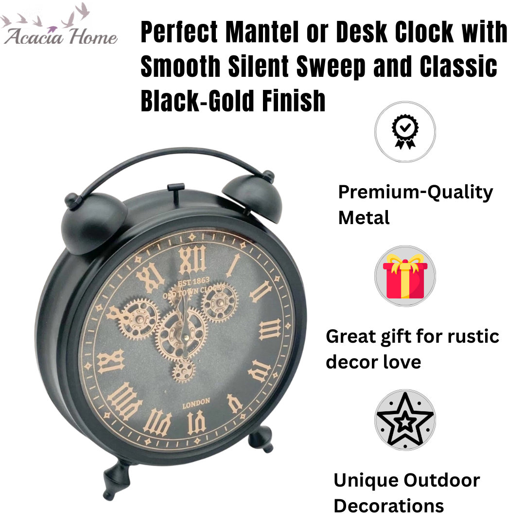MSL 50cm Hand Finished Gear Table Clock, Requires 1 AA Battery