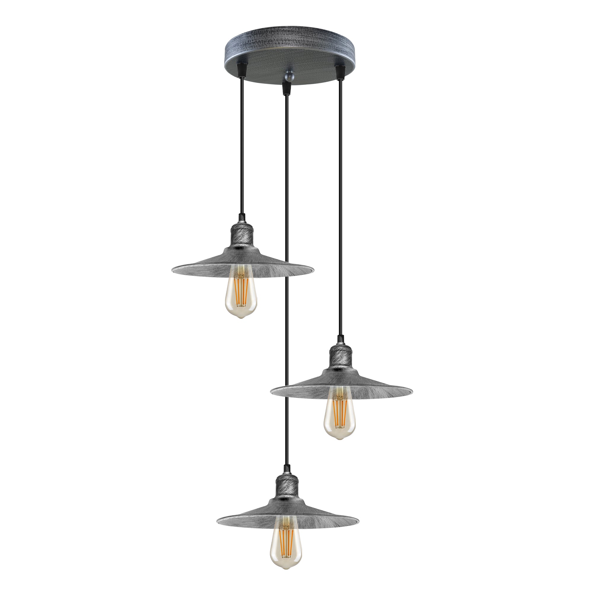 3 Head Round Base Vintage Ceiling Pendant Light Shade Hanging Lamp