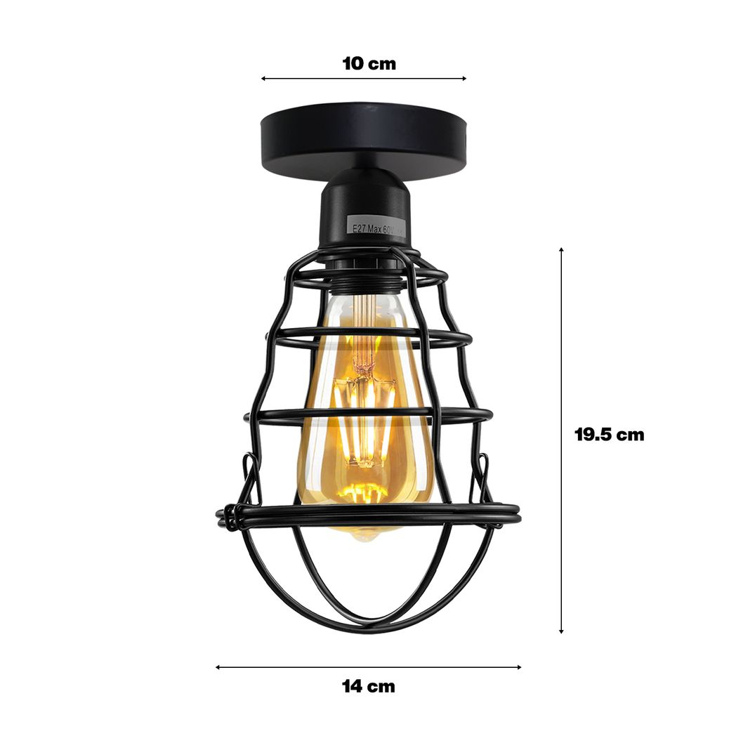 Vintage Industrial Geometric Wire Cage Ceiling Light Holder