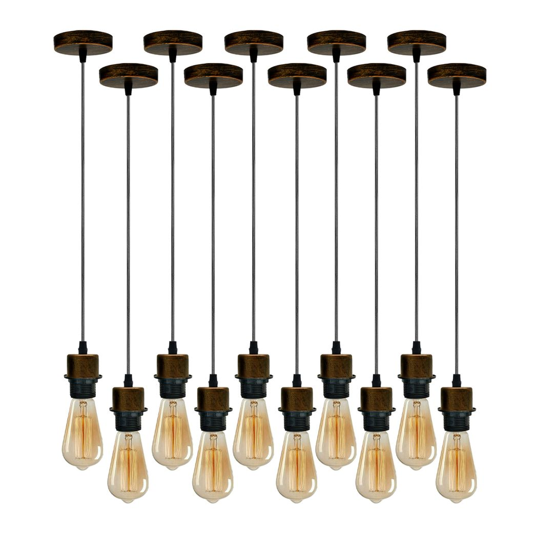 10 Pack Brushed Copper E27 Pendant Light Holders for Lampshades