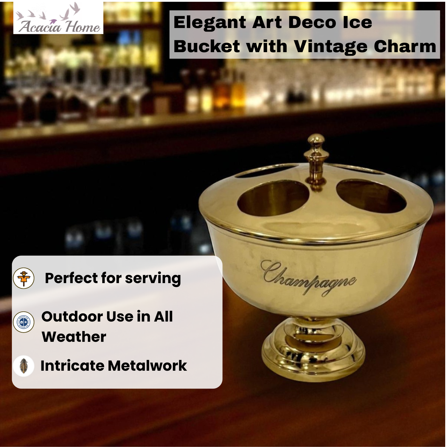 36cm Nickel Plated 4 Bottle Champagne Bucket