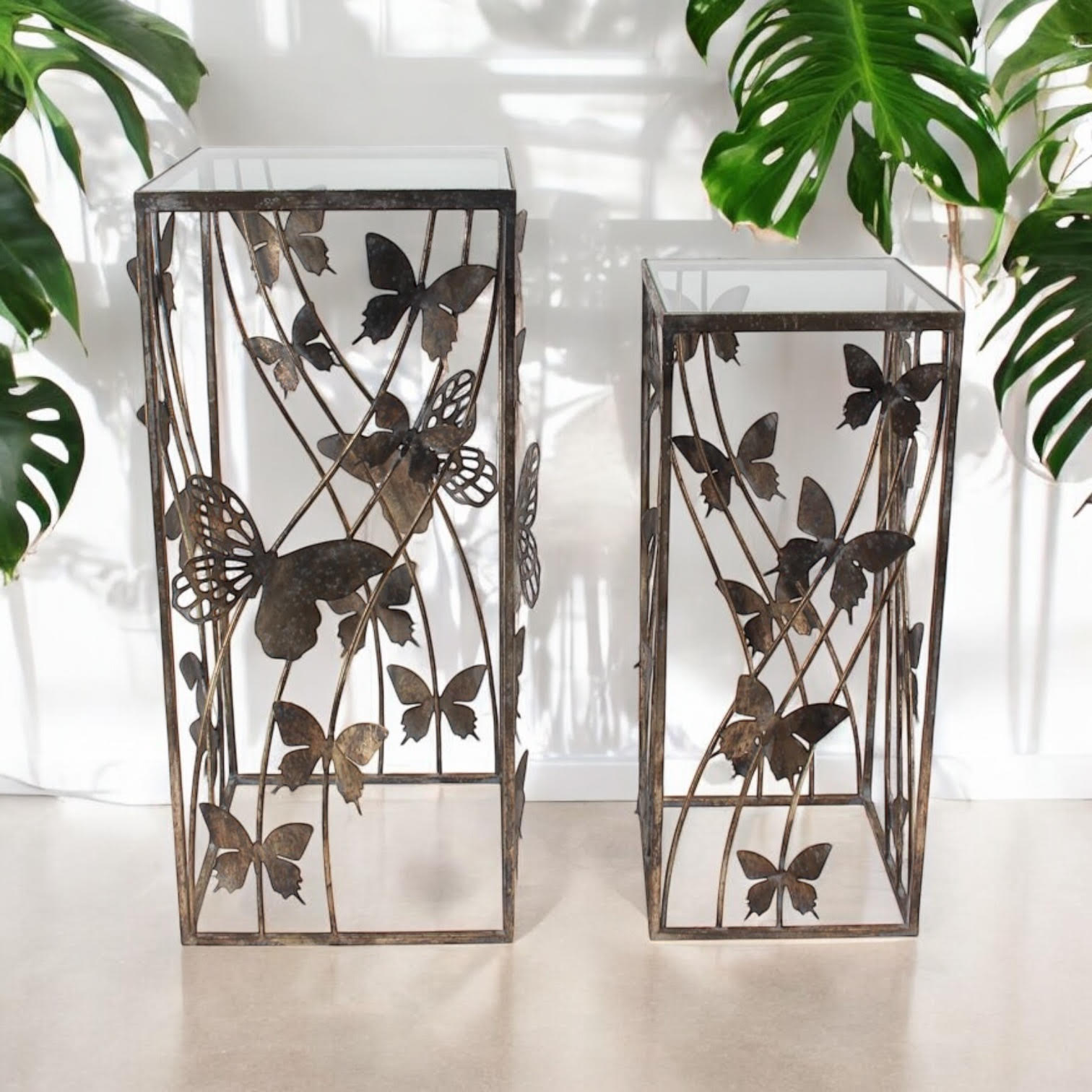 MSL Set of 2 Metal Butterfly Design Tables