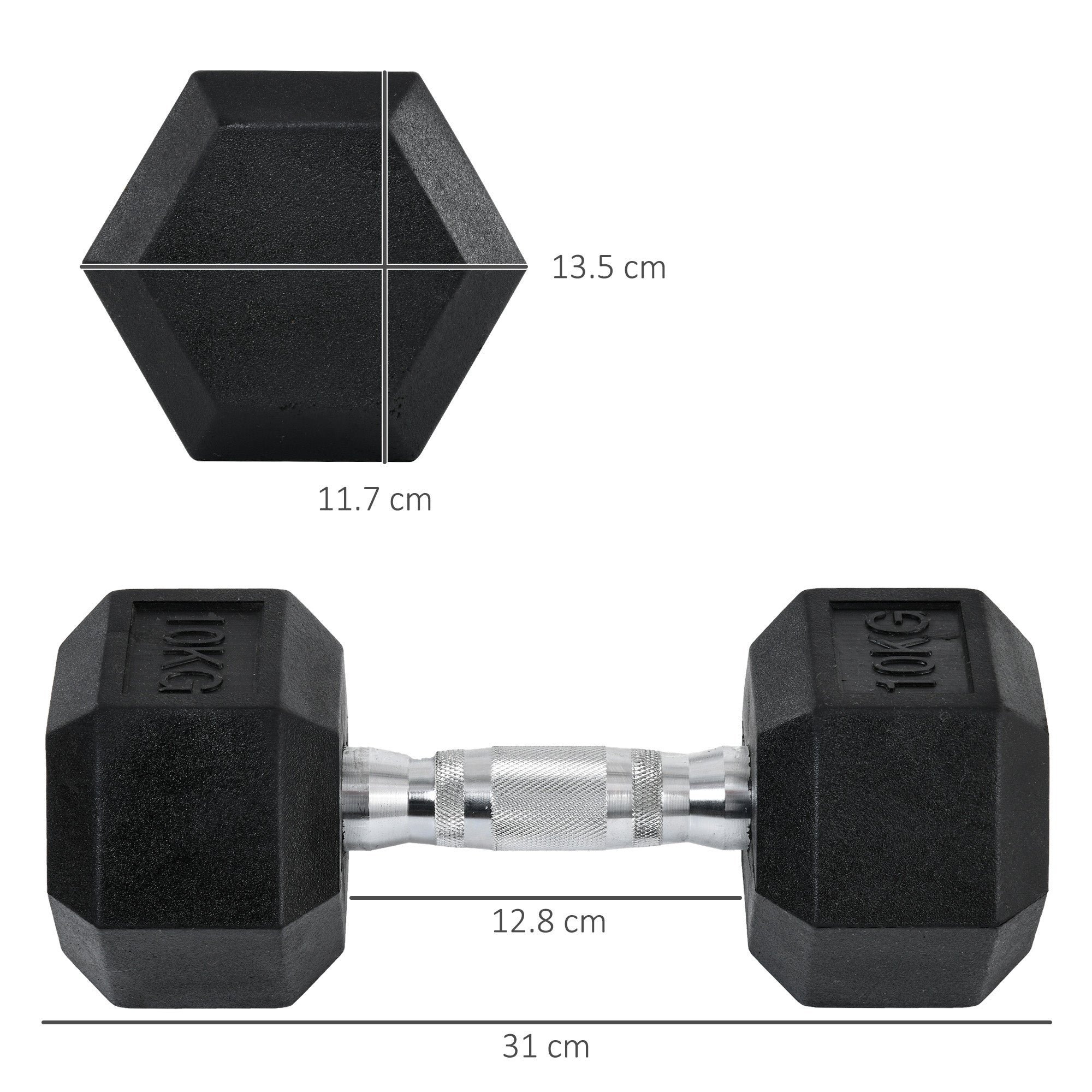 Hexagonal Dumbbell Set 2 x 10kg for Home Fitness HOMCOM