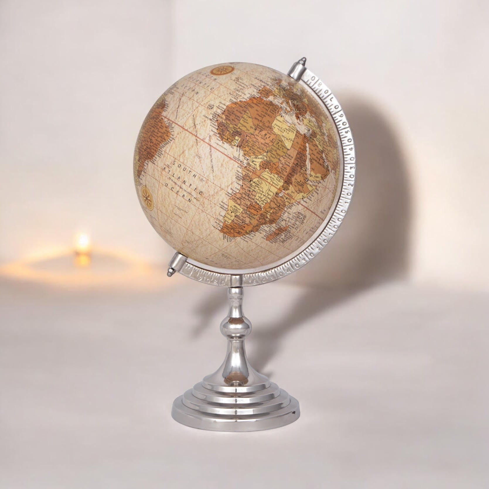 MSL 50cm Decorative Globe with Nickel Base, Hand Finished