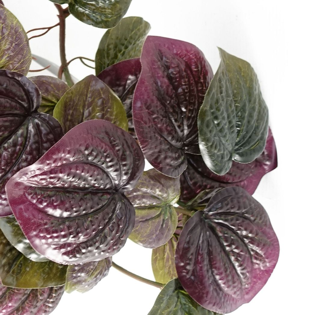 Leaf 35cm Artificial Trailing Purple Potted Pothos Plant, Realistic Potted Plant in Black Plastic Pot
