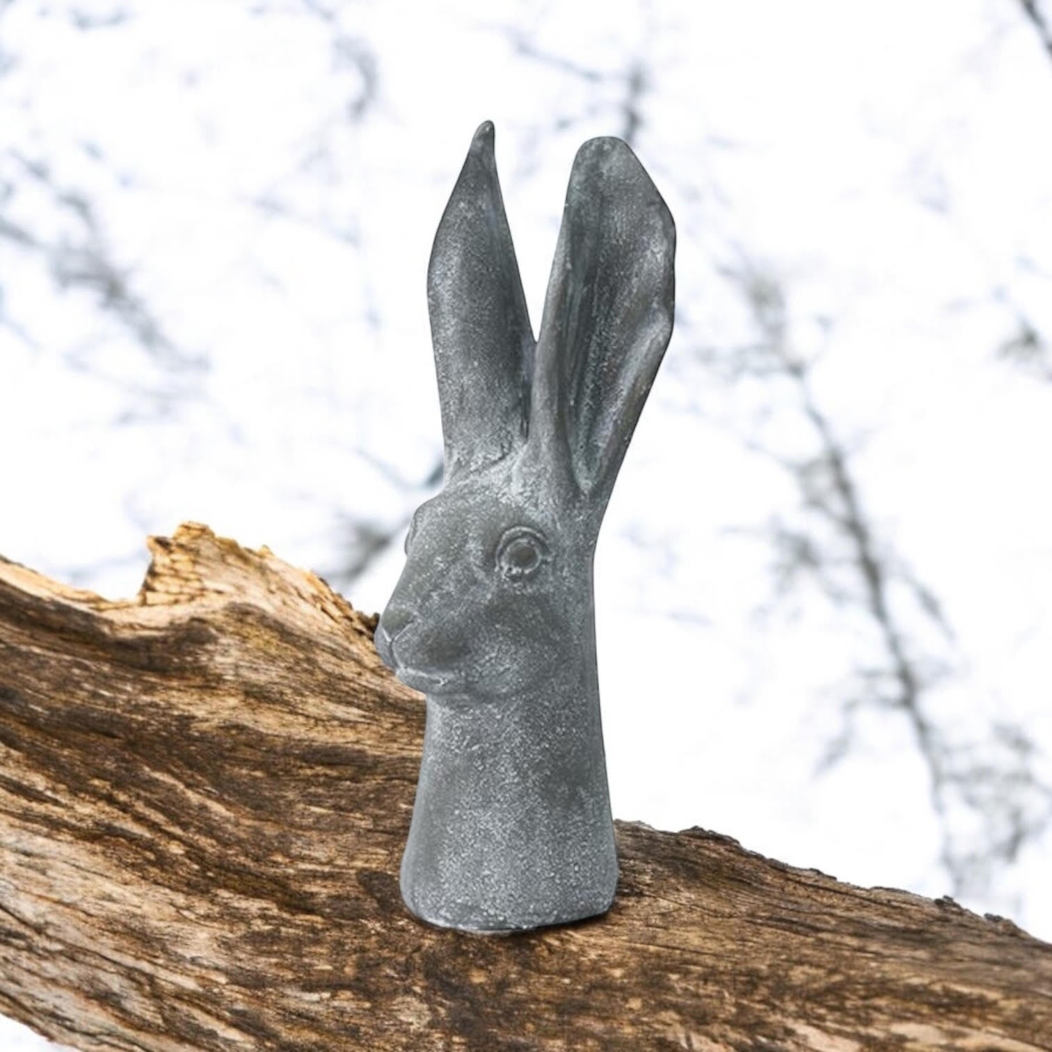 MSL 29cm Grey Resin Rabbit Ornament for Indoor or Outdoor Use, Hand Finished Garden Feature
