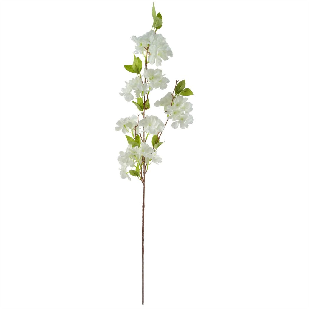 Pack of 6 White Artificial Blossom Stems 100cm with Silk Flowers and Leaves
