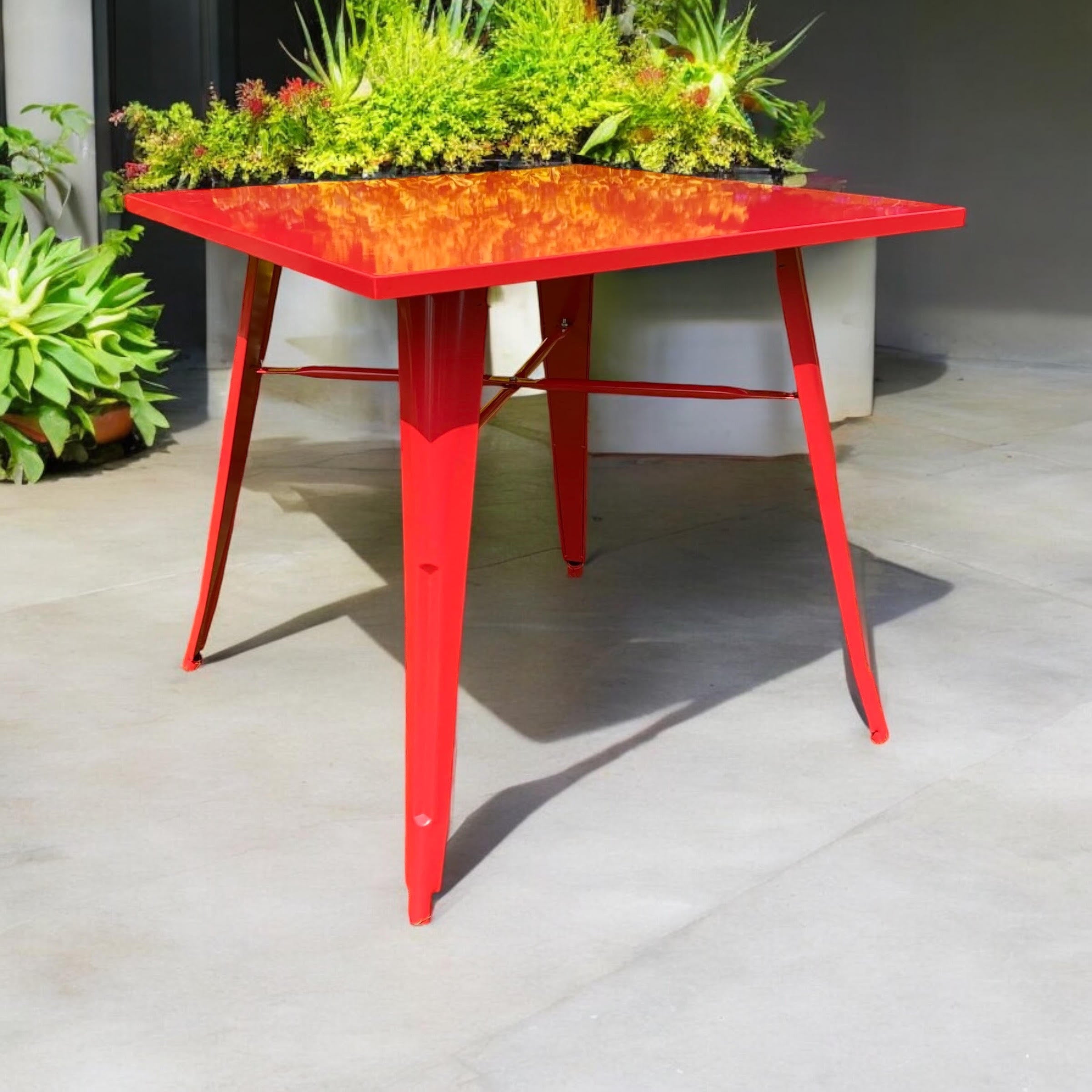 MSL Red Metal Bar Table 80 x 80 x 76 cm for Outdoor Use