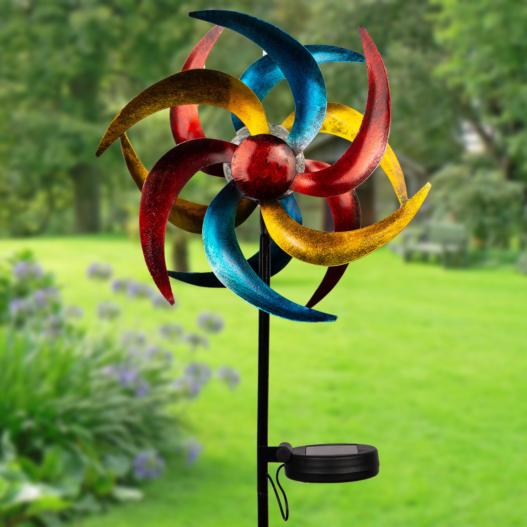 Solar Powered Colourful Windmill Garden Decor