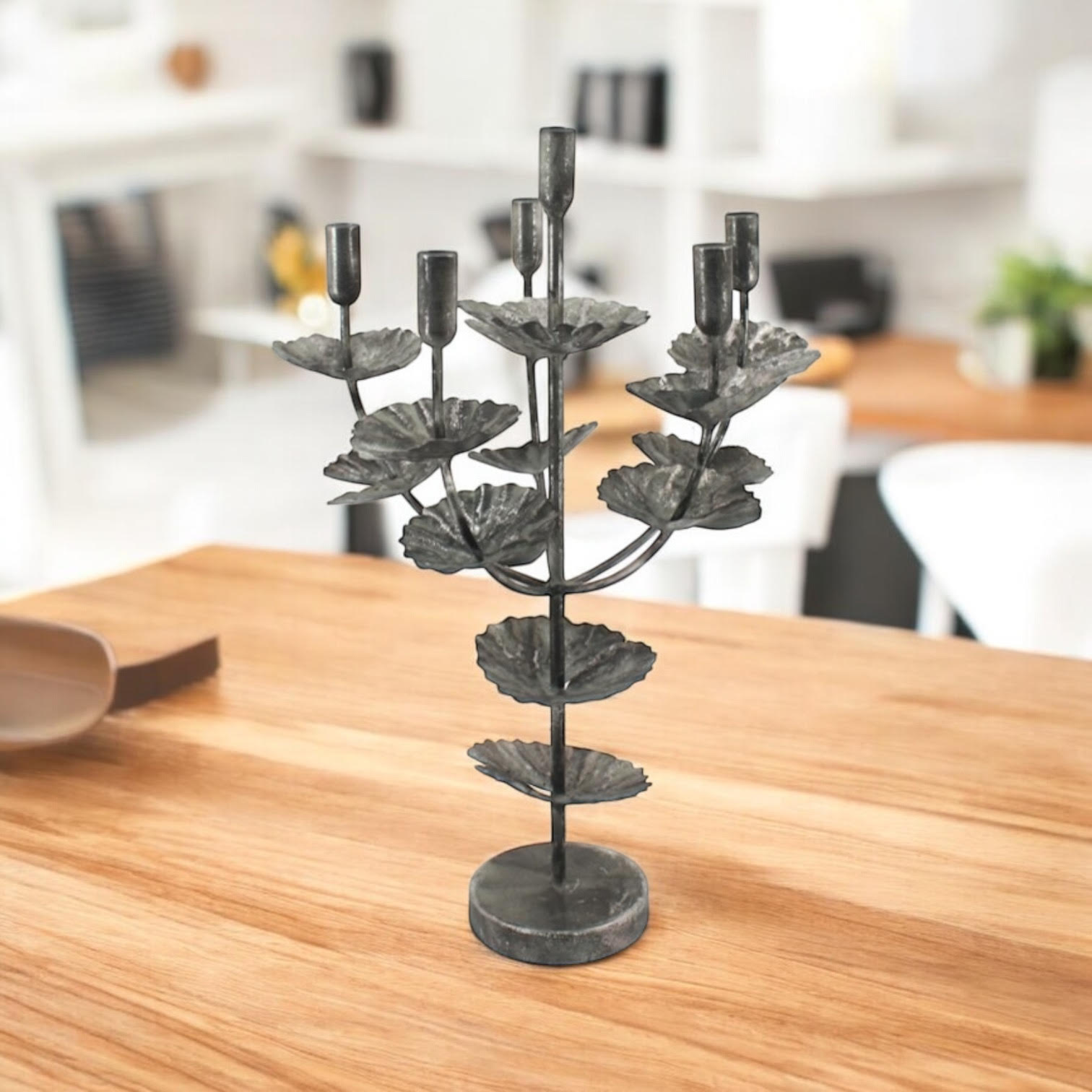 MSL 57cm Silver Hand-Finished Metal Candle Holder