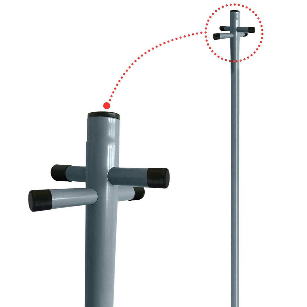 2-Piece Heavy Duty Clothes Post Washing Line with Socket, 2.4m Overall Height, Powder Coated Steel, 38mm x 1.0mm Thickness, Grey and Black