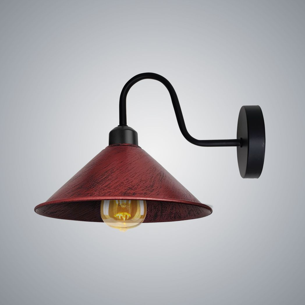 Vintage E27 Wall Sconce, Dimmable Swan Neck Cone Shade, Indoor