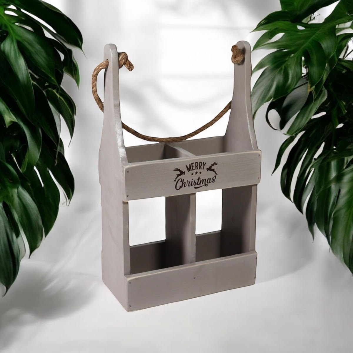 MSL 39cm Rustic Grey Hand Finished 2 Bottle Wine Holder