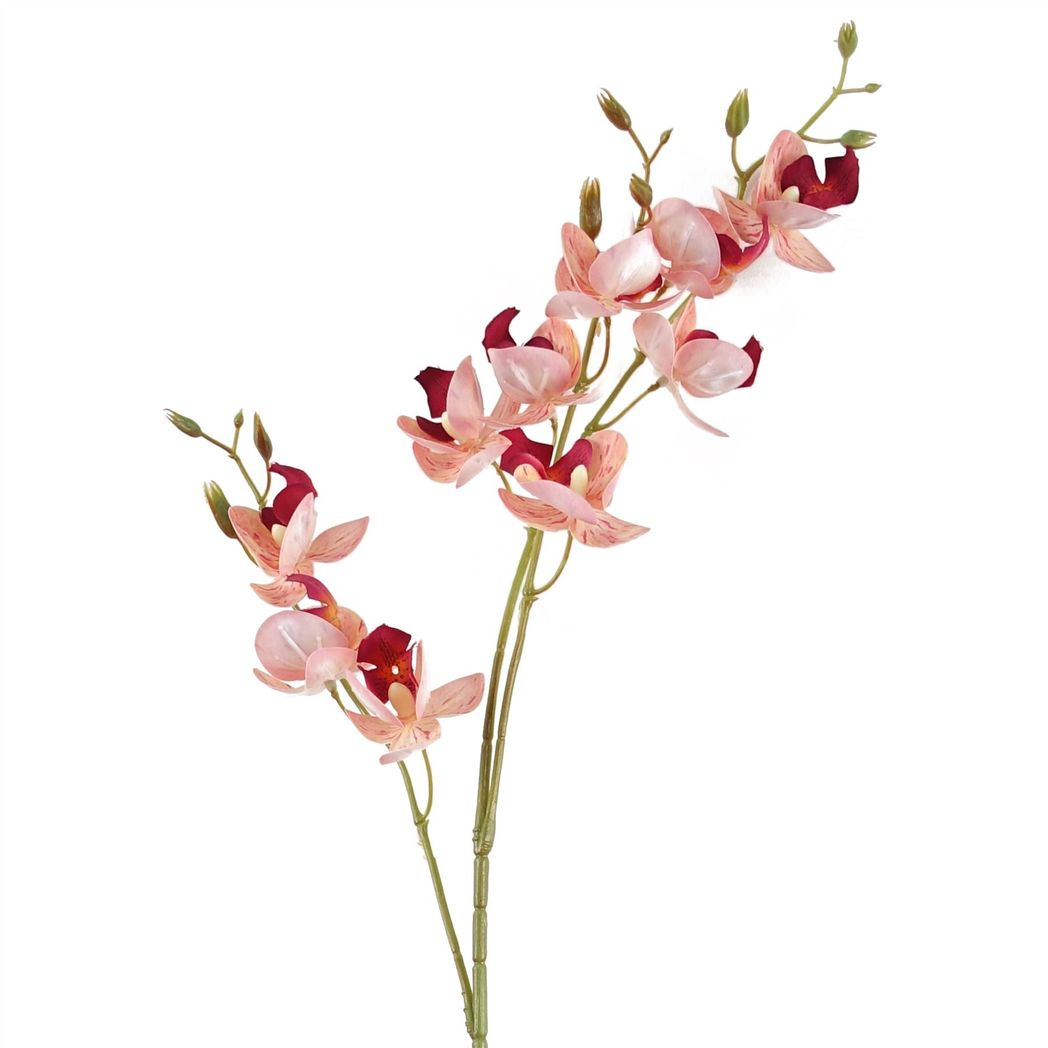 Leaf Pack of 6 Pink Artificial Mini Orchid Stems 80cm