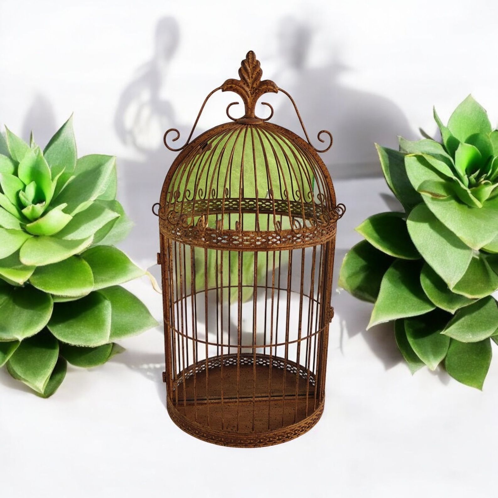 MSL 63cm Rusty Metal Cage Wall Mirror