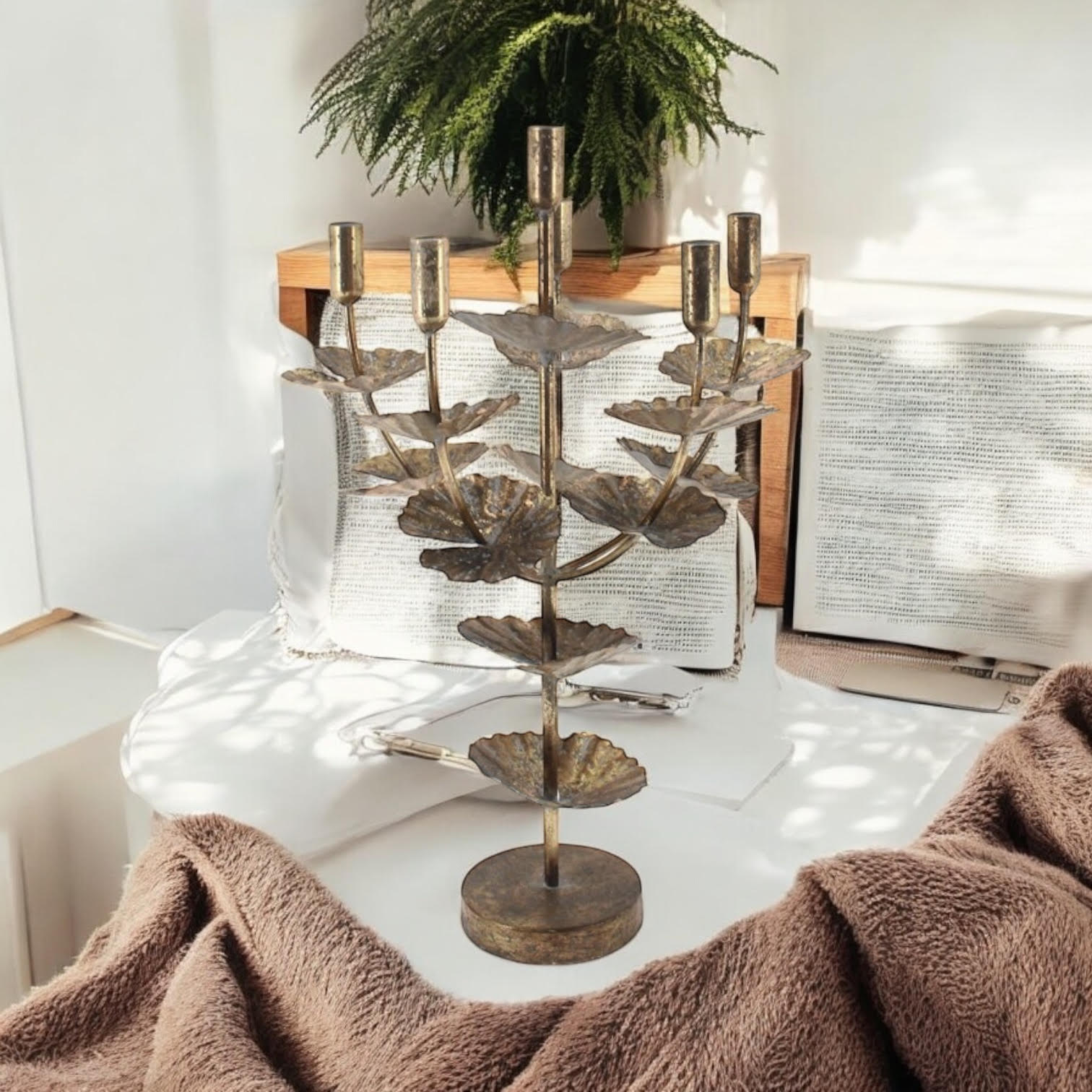 MSL 57cm Gold Metal Candle Holder