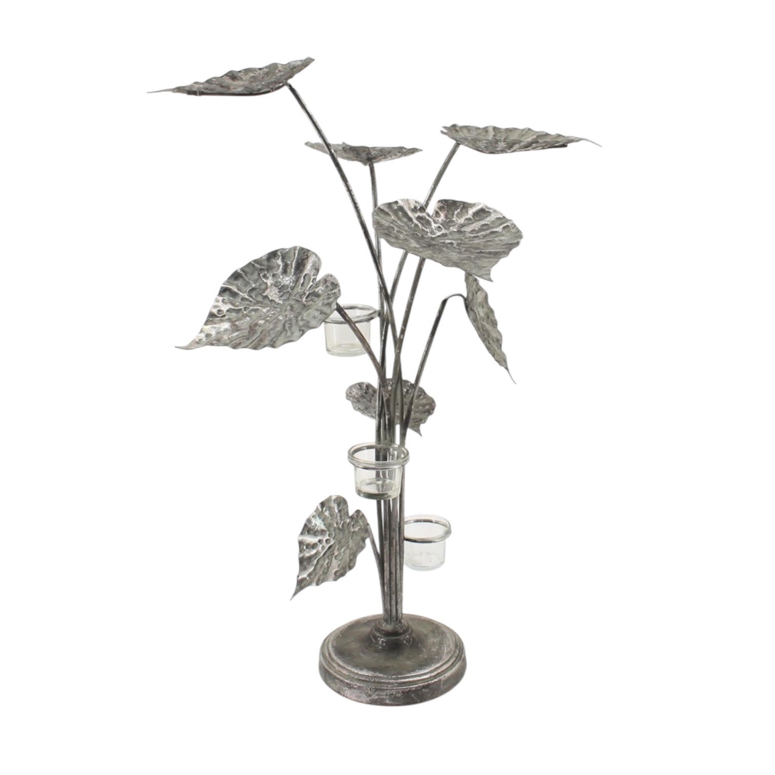 MSL 74cm Silver Metal Candle Holder, Hand Finished Elegant Home Decor