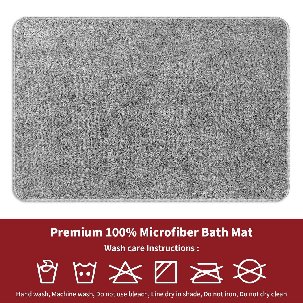 Vinsani Ultra Soft Microfiber Bath Mat 50 x 80 cm Light Grey