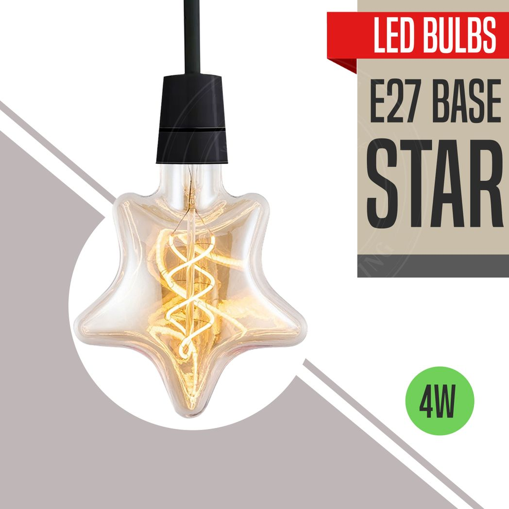Vintage Retro E27 Amber Glass LED Bulbs, Warm White Light