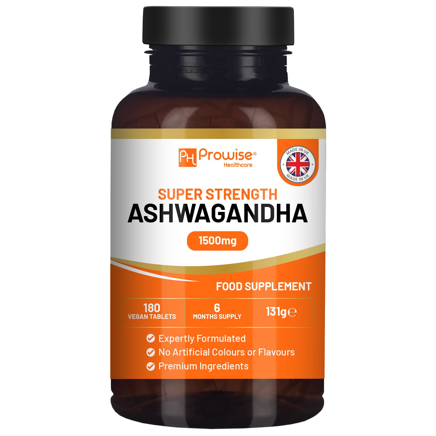 Prowise Healthcare Ashwagandha 1500mg Vegan Tablets, 180 Tablets, 6 Month Supply