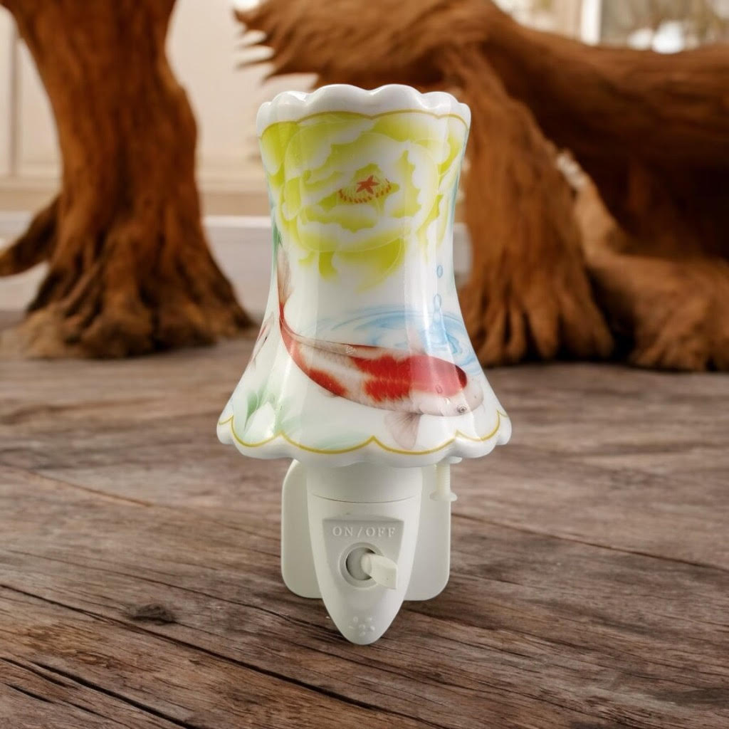MSL Floral Goldfish Night Light, Hand Finished, LED Bulb
