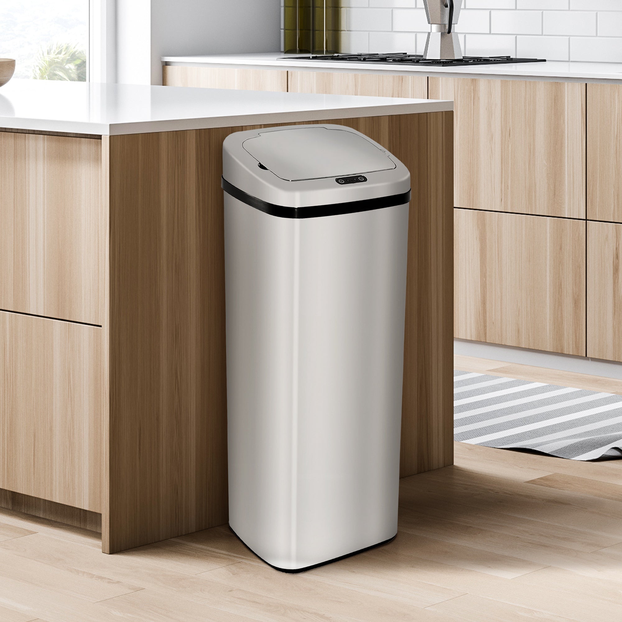 HOMCOM 50L Motion Sensor Rubbish Bin Silver/Black