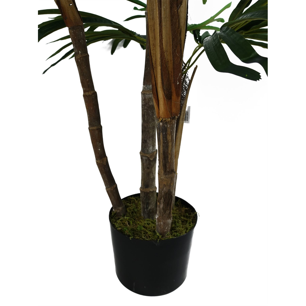 Leaf 100cm Artificial Raphis Palm Tree in Black Plastic Pot