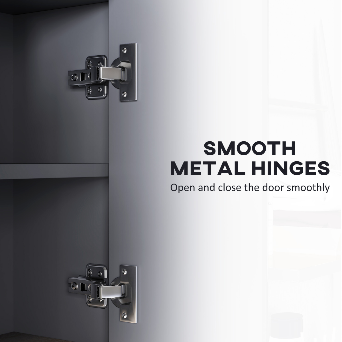 HOMCOM Wall Mounted Mirrored Bathroom Cabinet with Shelves, Grey