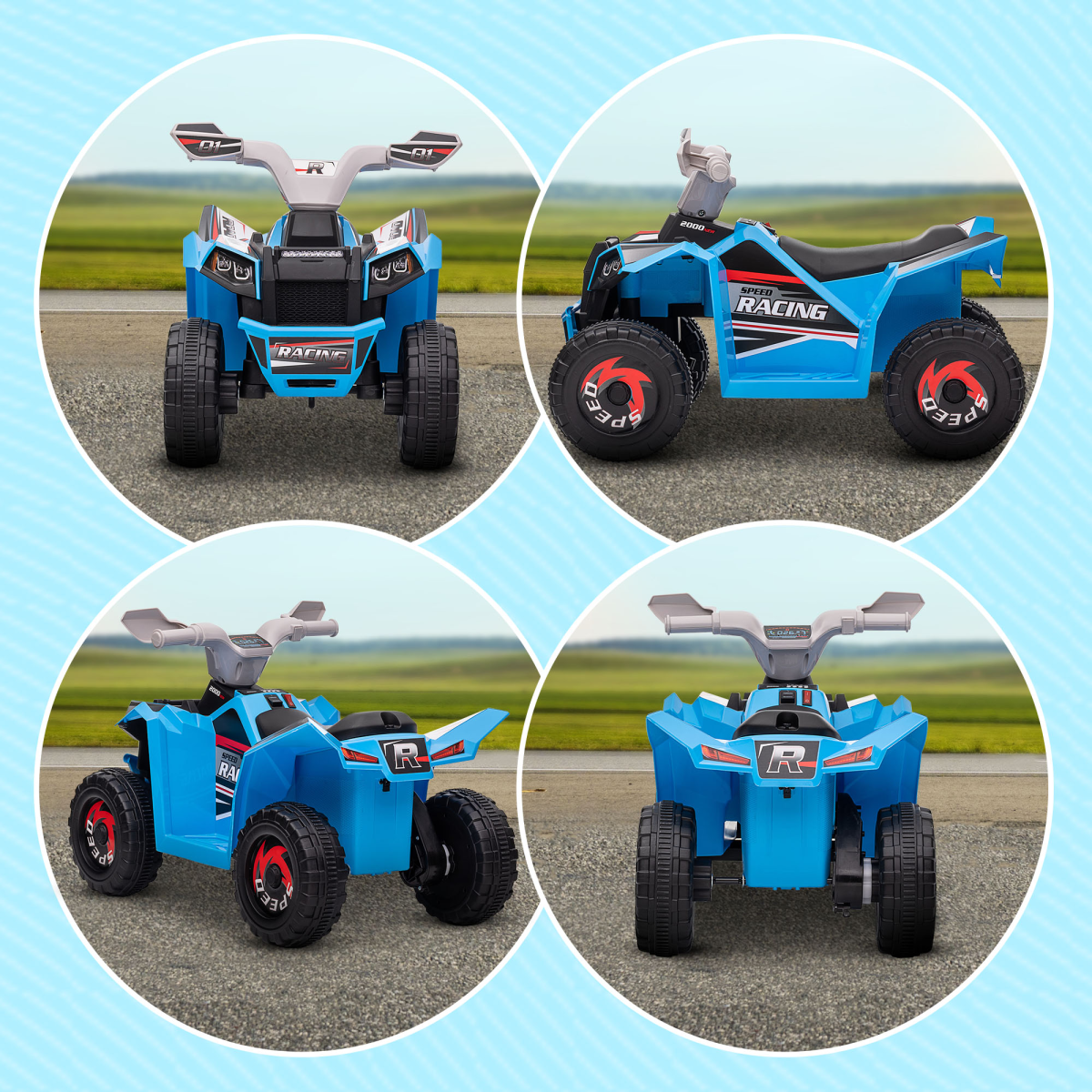 HOMCOM 6V Kids Ride-On Quad Bike ATV, 18-36 Months, Blue