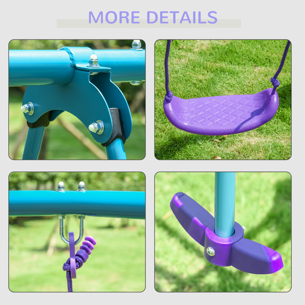 Outsunny Metal Outdoor Play Set with 2 Swings and Double Glider