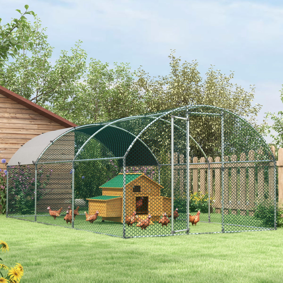 PawHut Outdoor Fir Wood Pet House with Nesting Boxes & Roof