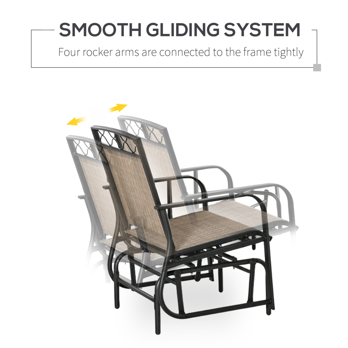 Outsunny 2 Seater Patio Rocking Chairs Set with Tempered Glass Table, Brown