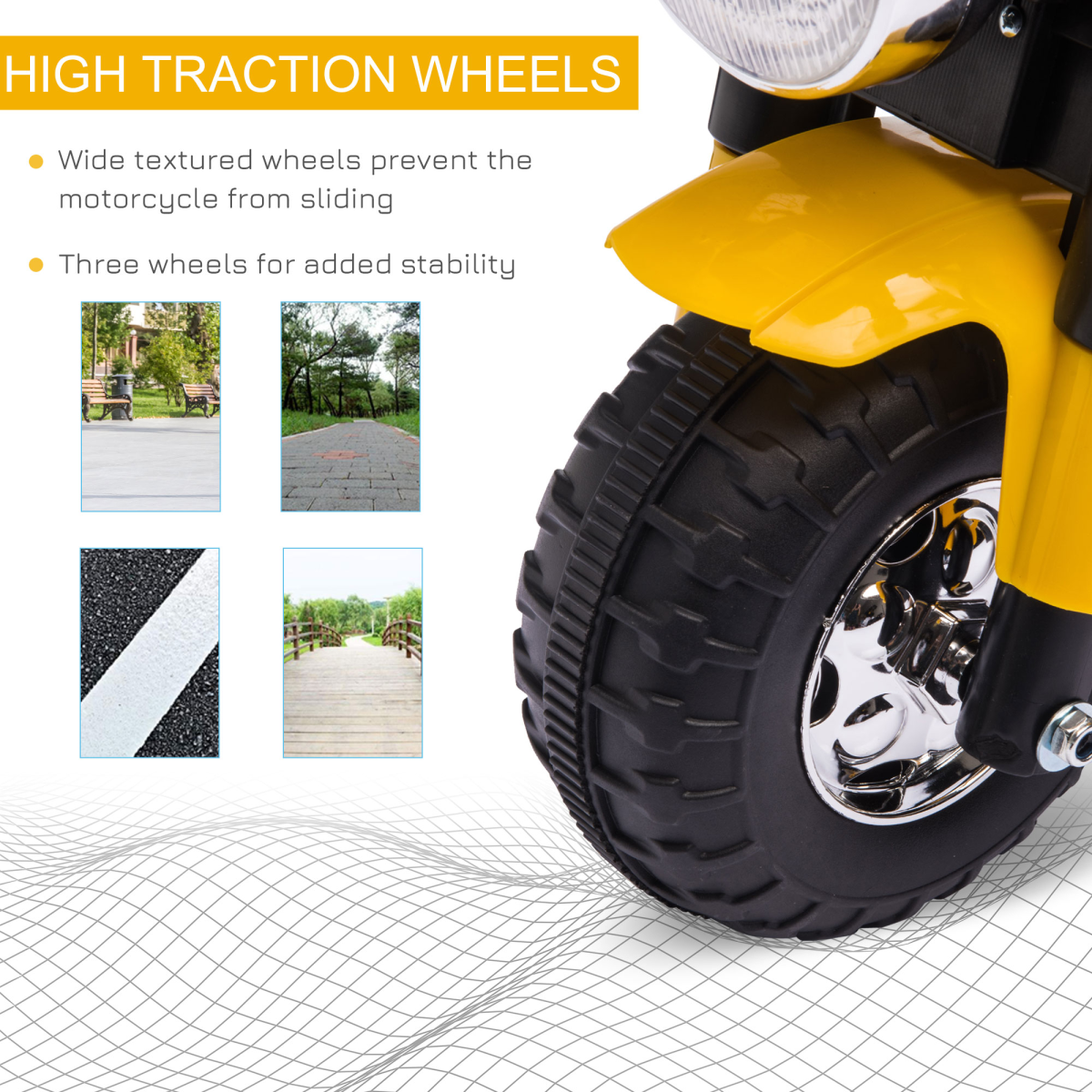 Kids 6V Electric Ride-On Motorcycle, Yellow, 18-36 Months