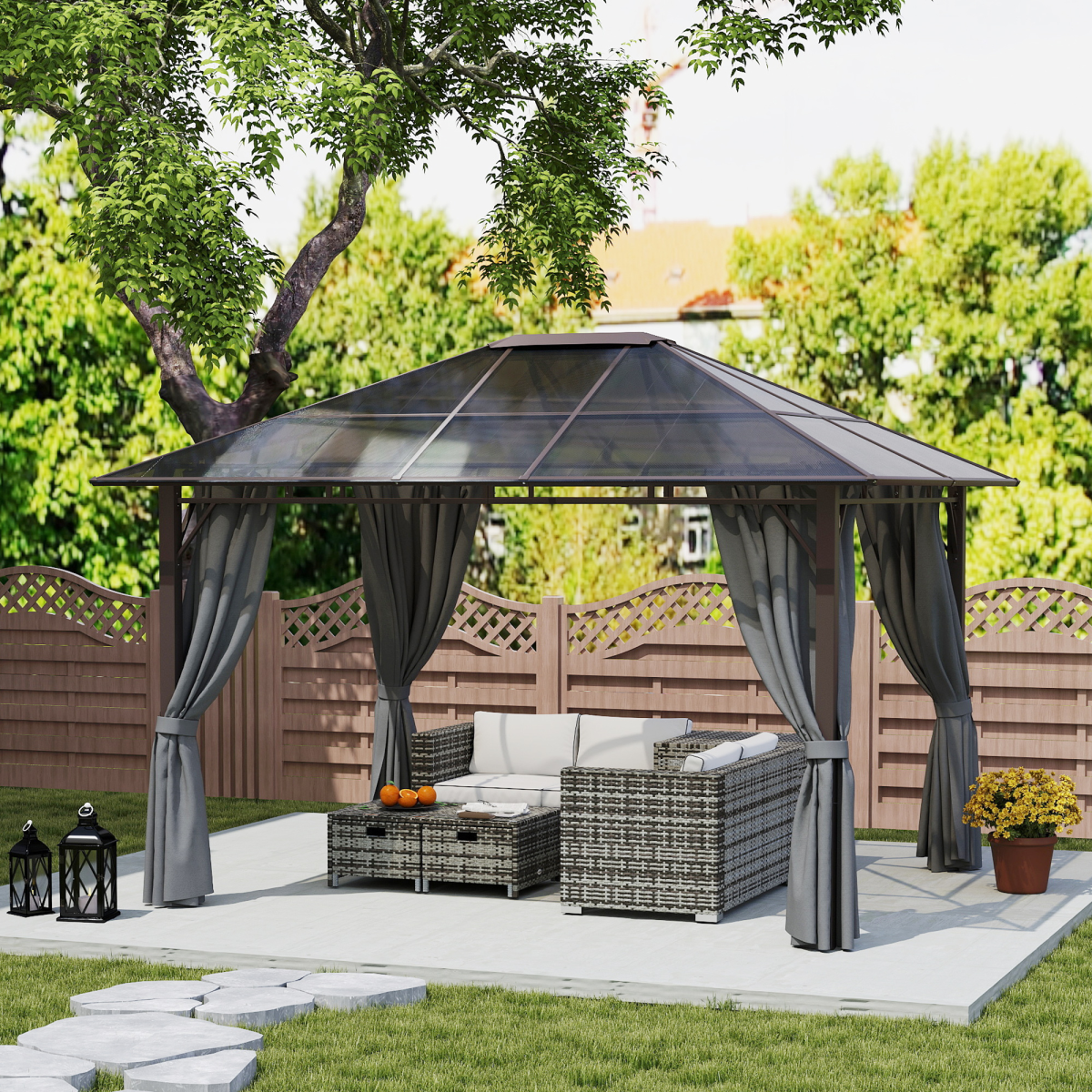 Outsunny 3.6 x 3 m Hardtop Gazebo with Polycarbonate Roof
