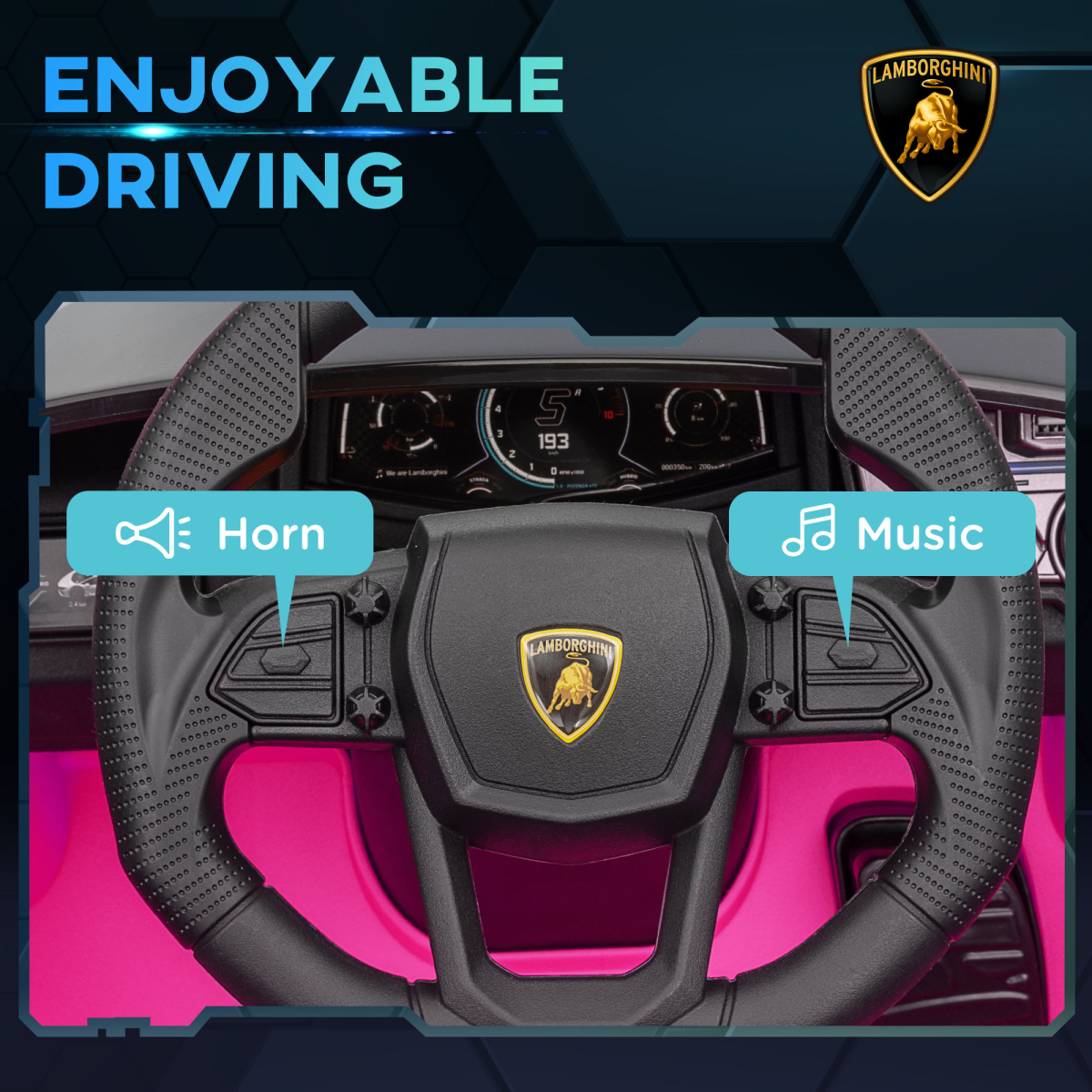 AIYAPLAY Lamborghini Revuelto Licensed Pink Ride On Car with Suspension