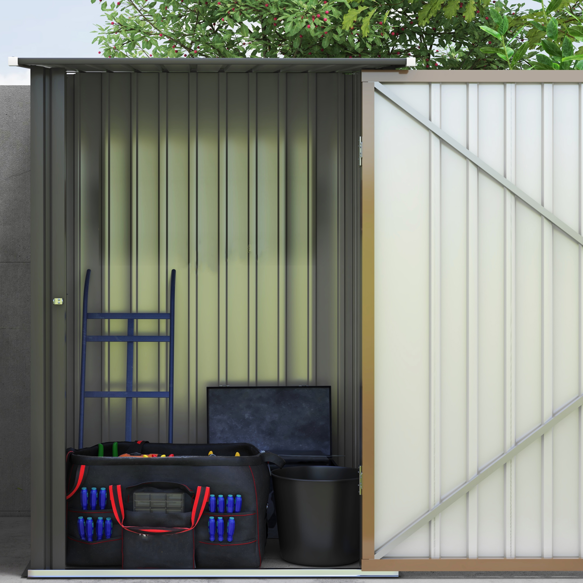 Outsunny 3.3ft x 3.4ft Steel Outdoor Storage Shed with Lockable Door
