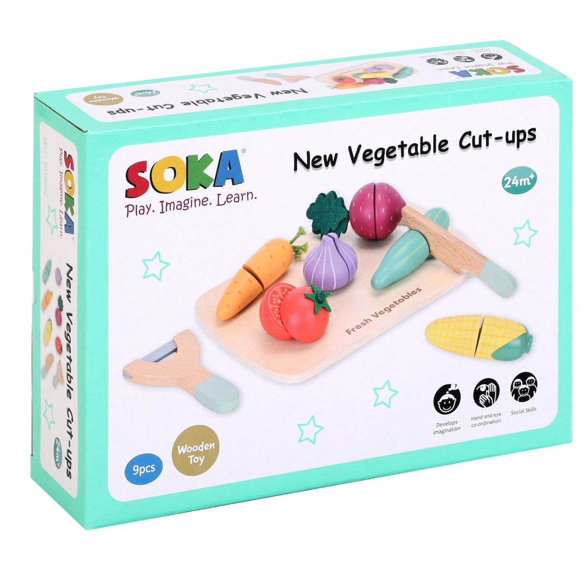SOKA Play Imagine Learn Wooden Cutting Vegetables Play Set, 9 Pieces