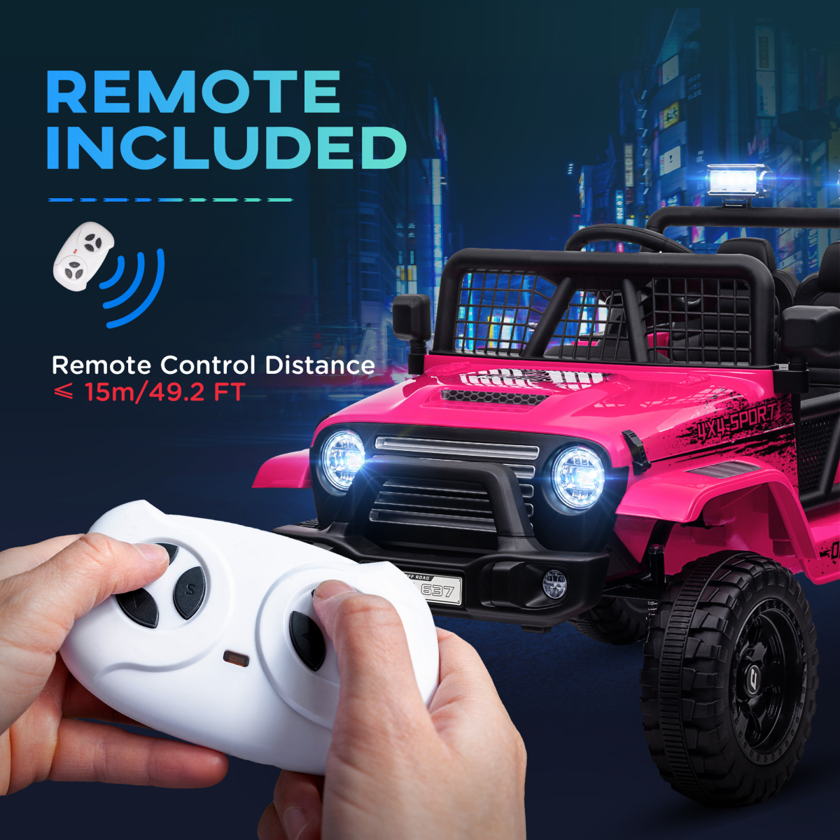 AIYAPLAY 12V Kids Electric Ride On Truck with Remote, Pink