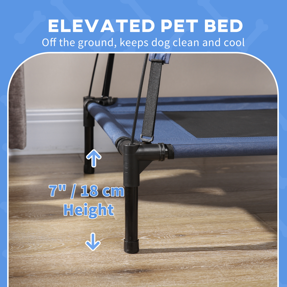 PawHut Elevated Cooling Dog Bed with Removable Canopy, Blue