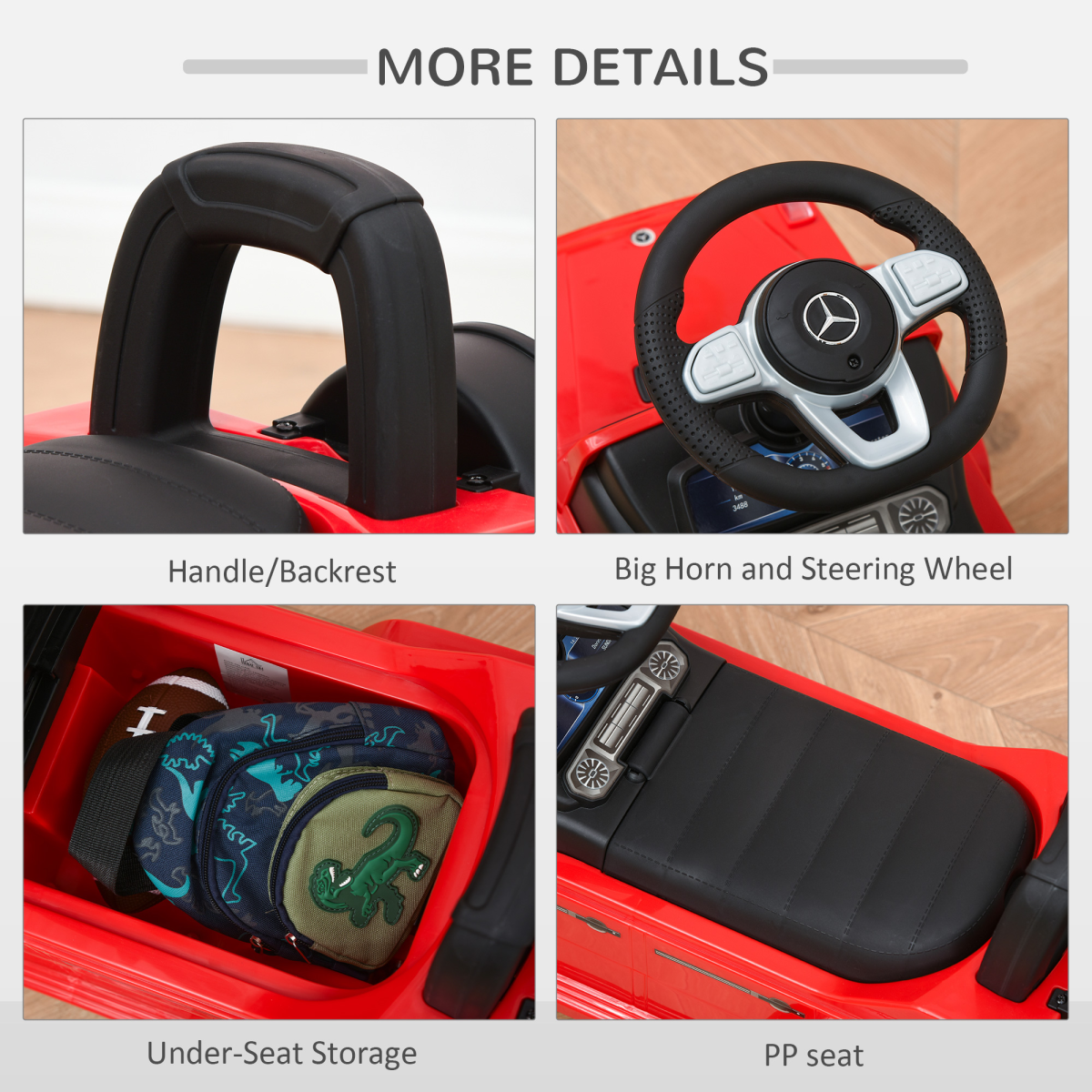 Mercedes-Benz G350 Licensed 3-in-1 Kids Ride-On Sliding Car, Red