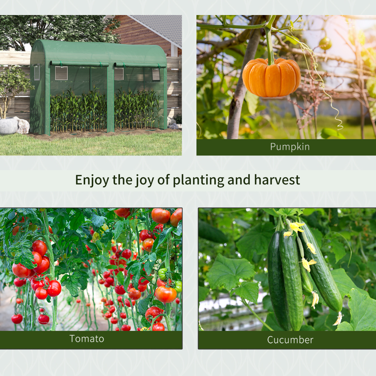 Outsunny 10ft x 3ft Greenhouse with 2 Roll-Up Doors and 4 Windows